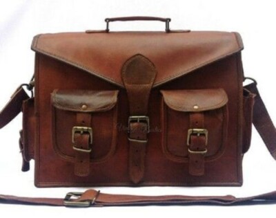 Bag Leather Vintage Laptop Messenger Briefcase Satchel Men's Handmade