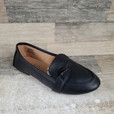 Journee Marci Womens Flats Sz 6 WD Black Leather Comfort Slip On Round Toe