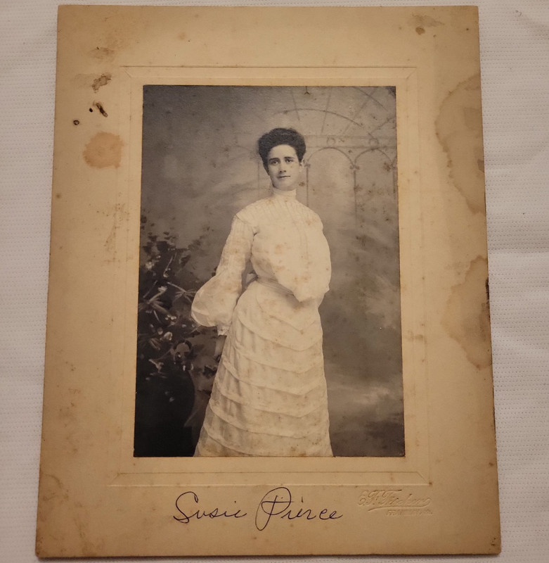 Lot 3 Antique Sepia Hand Tinted Cabinet Card Portrait Photos Signed Susie Prince