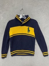 Polo Ralph Lauren Boys Sweater Size Medium 10-12 Blue Pull Over Kids Cotton