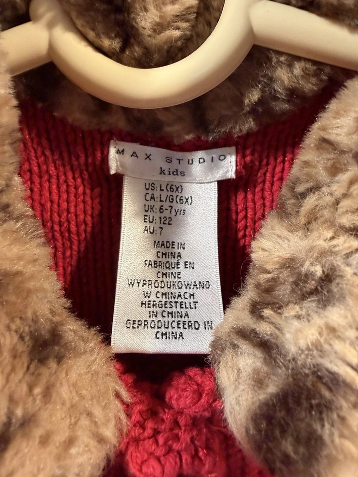 Kids Girls Max Studio Sweater Size Large (6X) Red Knitted - Image 3 of 3