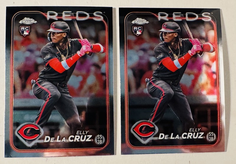 (2) 2024 Topps Chrome #44 Elly De La Cruz Rookie Lot Cincinnati Reds