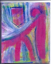 HEART OF THE MATTER Painting 8X10 Distressed Dada Surrealism FREE SHIPPING