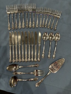 VTG Easterling Valhalla Stainless Lot Of 32 Forks Spoons Knives & Serving Set