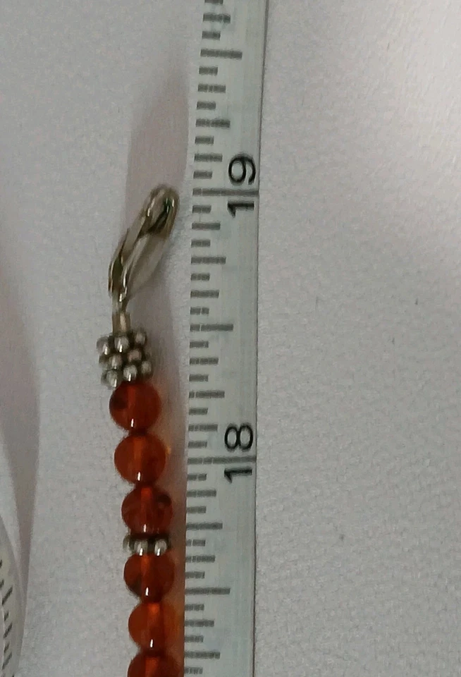 Collar con cuentas colgante de cabujón ámbar corazón plata de ley de 19"  Foto 4 de 4