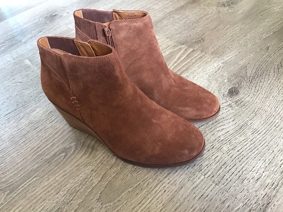 Lucky Brand Womens Zorla Size 8.5 M Nubuck Brown Wedge Ankle Bootie - Image 3 of 4