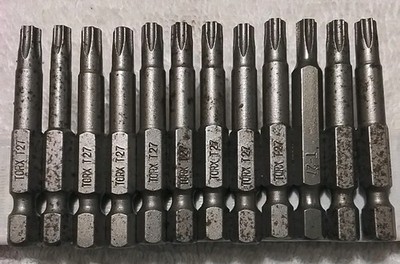 12PC TORX T-27×1/4''HEX ×2'' LENGTH