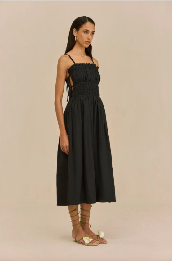 Cult Gaia Dress Womens XS Black Linen Blend Lola