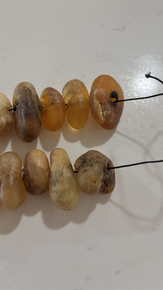 #321: Una cadena de 17 cuentas ámbar antiguas naturales para hacer joyas Foto 4 de 4