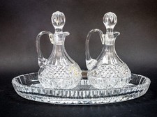Oliera e acetiera cristallo Boemia con vassoio set pregiato