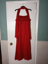 Vintage Aspeed Red Evening Gown with Double Straps.  See measurements for sizing