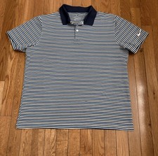 Nike Victory Blue Short Sleeve Polo Stripes Dri-Fit Golf Standard Fit Mens L