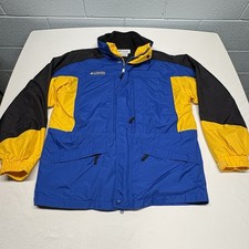 Vintage Columbia Anchor Peak Jacket Youth 18/20 Blue Yellow Fleece Lined Coat