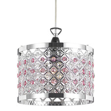 Modern Sparkly Ceiling Pendant Light Shade with Clear and Pink Beads by Happy...