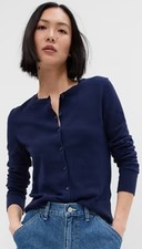 NWT GAP Womens Cardigan Sz L, Crewneck, Button, Navy Uniform, School Office