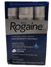 Rogaine Men  s 5 Minoxidil Foam Hair Regrowth Treatment, 3x2.11 oz, Exp 11/2027