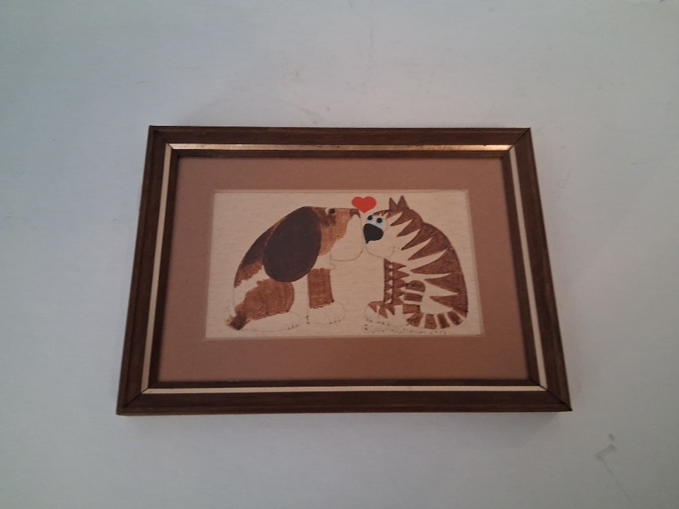 Hand-Sketched Watercolor Pet Wall Art - Dog & Cat Portrait - 5x7in Signed-image