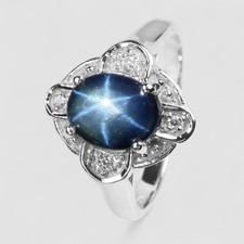 Royal Blue Star Sapphire 1.80Ct 925 Sterling Silver Handmade Rings Fine Jewelry