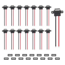 15Pcs Type-C Female USB-C Plug to 2 Pin Bare Wire Connector Horizontal Terminal 