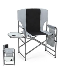 Aluminum Director’s Chair with Side Table, Foldable, Sturdy & Lightweight