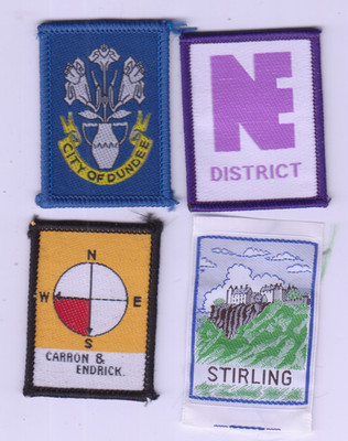 Boy Scout Badges Ext DUNDEE + Ext NE Glasgow +Ext STIRLING + Ext CARRON Scotland