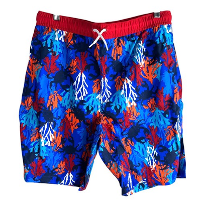 #ad #ad Lands End Boys XXL Husky Electric Blue Crab Camo Swim Trunks NWT board shorts $22.00
