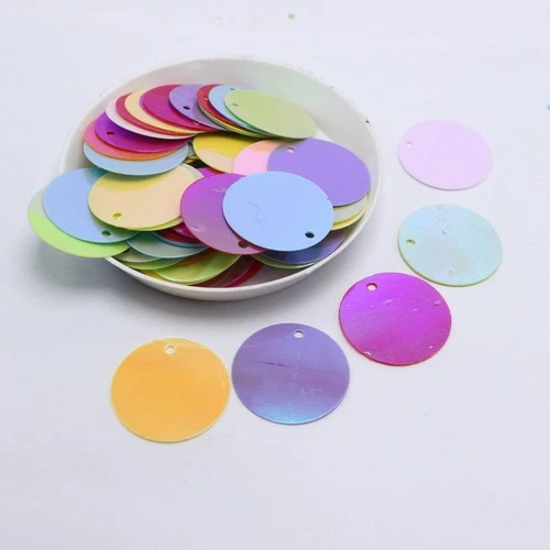 330 pcs Color Flat Round loose sequins Paillettes 19mm Top Edge Hole sewing Wedd
