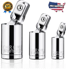 3PCS Universal Joint Socket Adapter Set 1/4" 3/8" 1/2" Drive Swivel Tool Kit