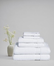 Signature Solid Towel Sets White Cotton 6-Piece 6 Piece Set Towel, solid them...