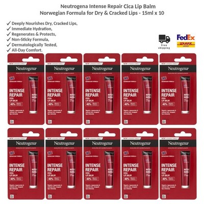 Neutrogena Intense Repair Cica Lippenbalsam für Trockene Lippen 10x15ml