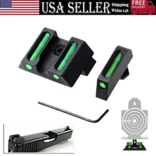 Fiber Optic Front & Rear Sight For Glock 17,19,22,23,26,27,33,34,35,37,38,39,44