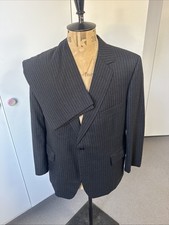 Vintage 1980s Bespoke Cyril Castle Wool Grey Pinstripe Suit Size 43