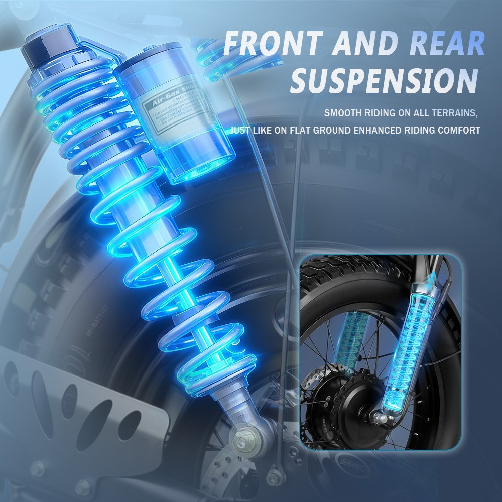 Electric Dirt Bike 6000W Dual Motor 60V 43AH E-Motorcycle 20" Fat E-bike 45 MPH