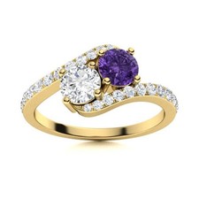 Amethyst Stone 925 Silver Mother Art Deco Boho Byapss Prong Ring Jewelry
