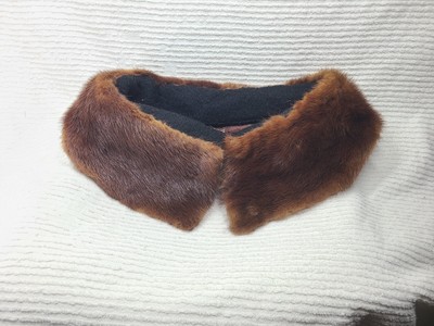 Vtg 60s Brown Mink Fur Collar Sew On Coat Sweater Genuine Leather Pinup Sable?