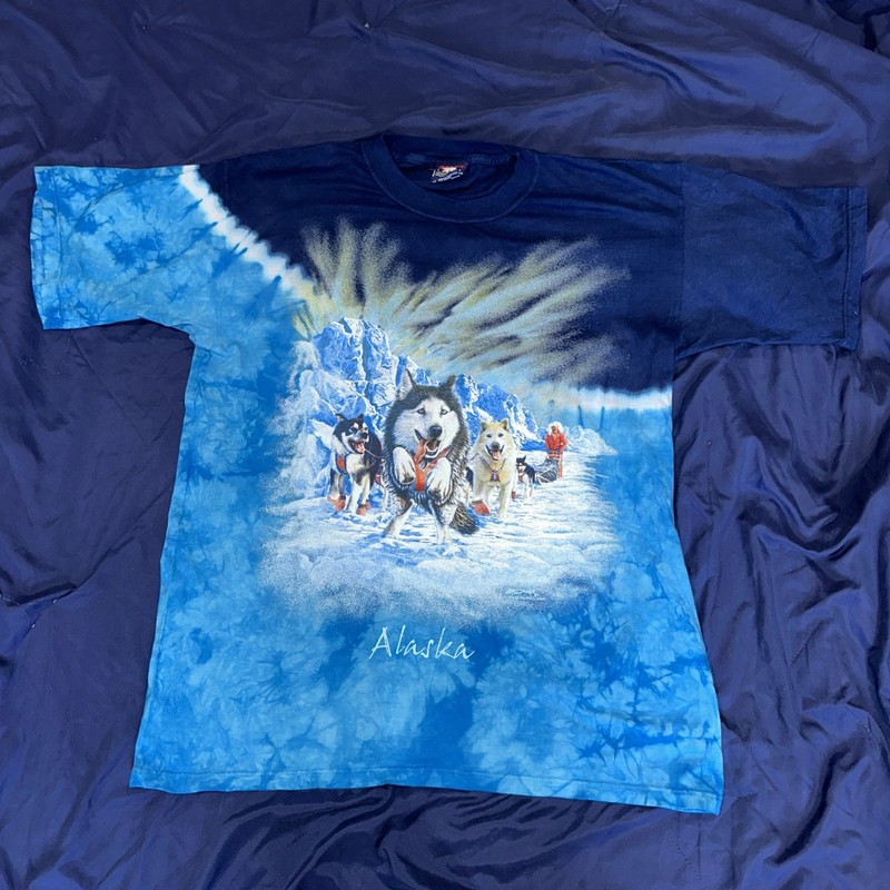 Vintage Men’s Alaska Iditarod Tie Dye T-Shirt Size Large