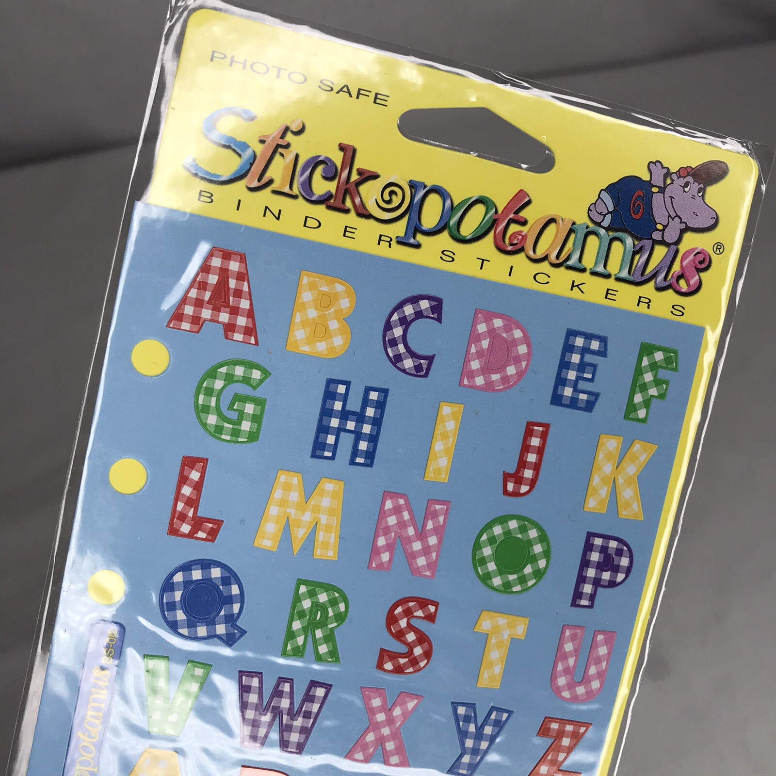 Stickopotamus Gingham Alphabet Letter Binder Stickers Upper Case
