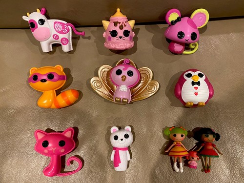 Lalaloopsy 11 Toys Pets Mini Dolls Lot Raccoon Polar Bear Cats Mouse Peacock