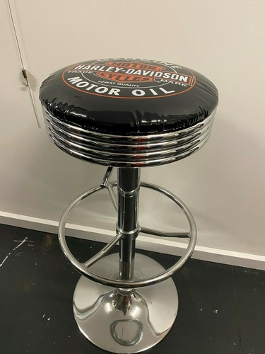 HARLEY DAVIDSON MOTOR OIL MOTORCYCLES PREMIUM BAR STOOL ADJUSTABLE HEIGHT - Picture 4 of 12