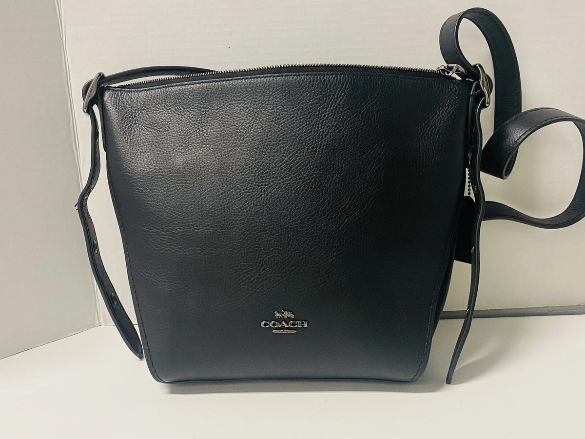 Coach Dufflette Pebbled Black Leather Crossbody Shoulder Bag READ