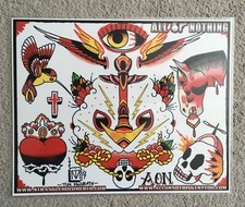 Tattoo Studio Shop Flash Single Tim McGrath Skulls, Anchor, Horse, 11"X17" Print