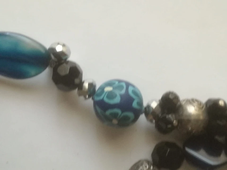 Collana Girocollo bigioteria francese vintage anni 60/70 pietra naturale - Immagine 4 di 4