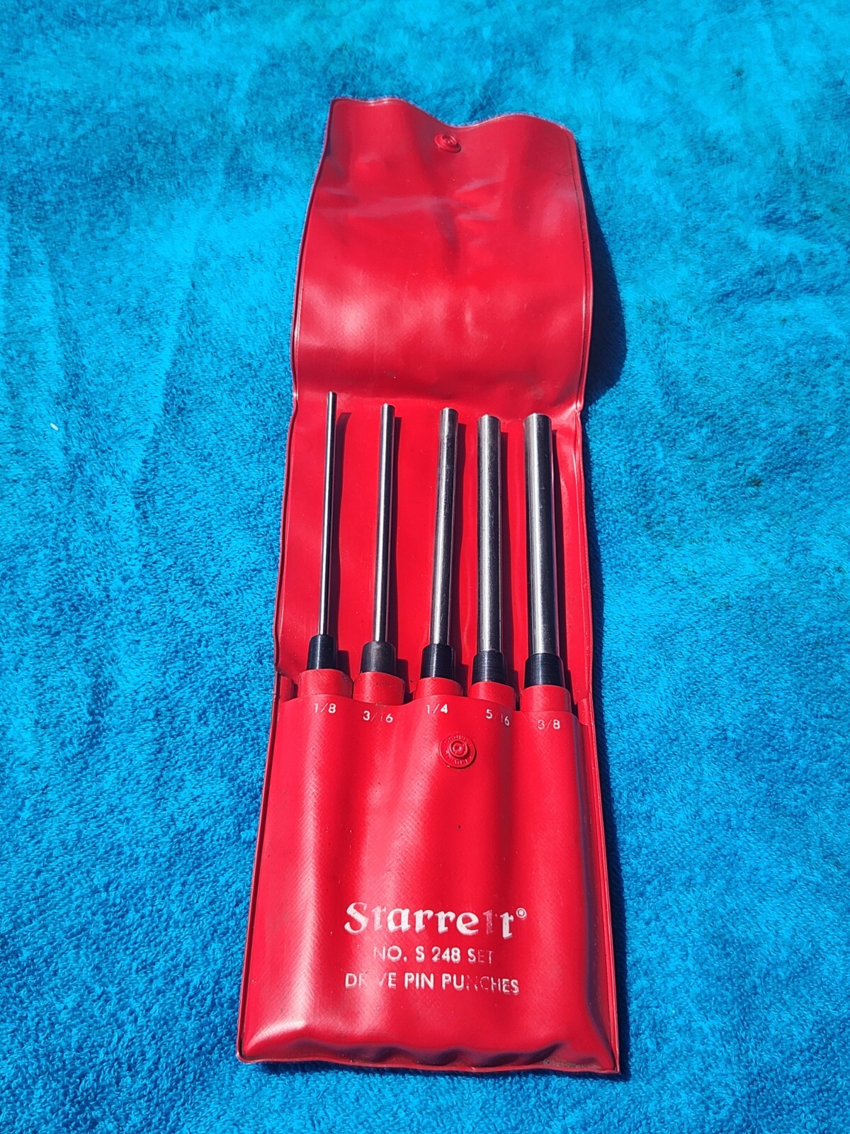 STARRETT No S248PC Long Drive Pin Punches w/ Case, 5 Punch Set 1/8"3/8