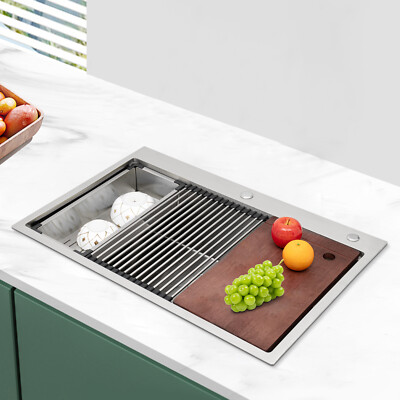 #ad #ad 33quot; Drop in Single Bowl Kitchen Sink Top Mount 304 Stainless Steel Silver $165.68