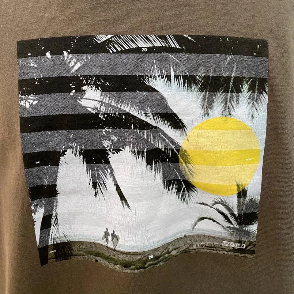 Camiseta Corta Hombre EZEKIEL Surfer Palmera Puesta de Sol Gráfico L Grande Foto 2 de 4
