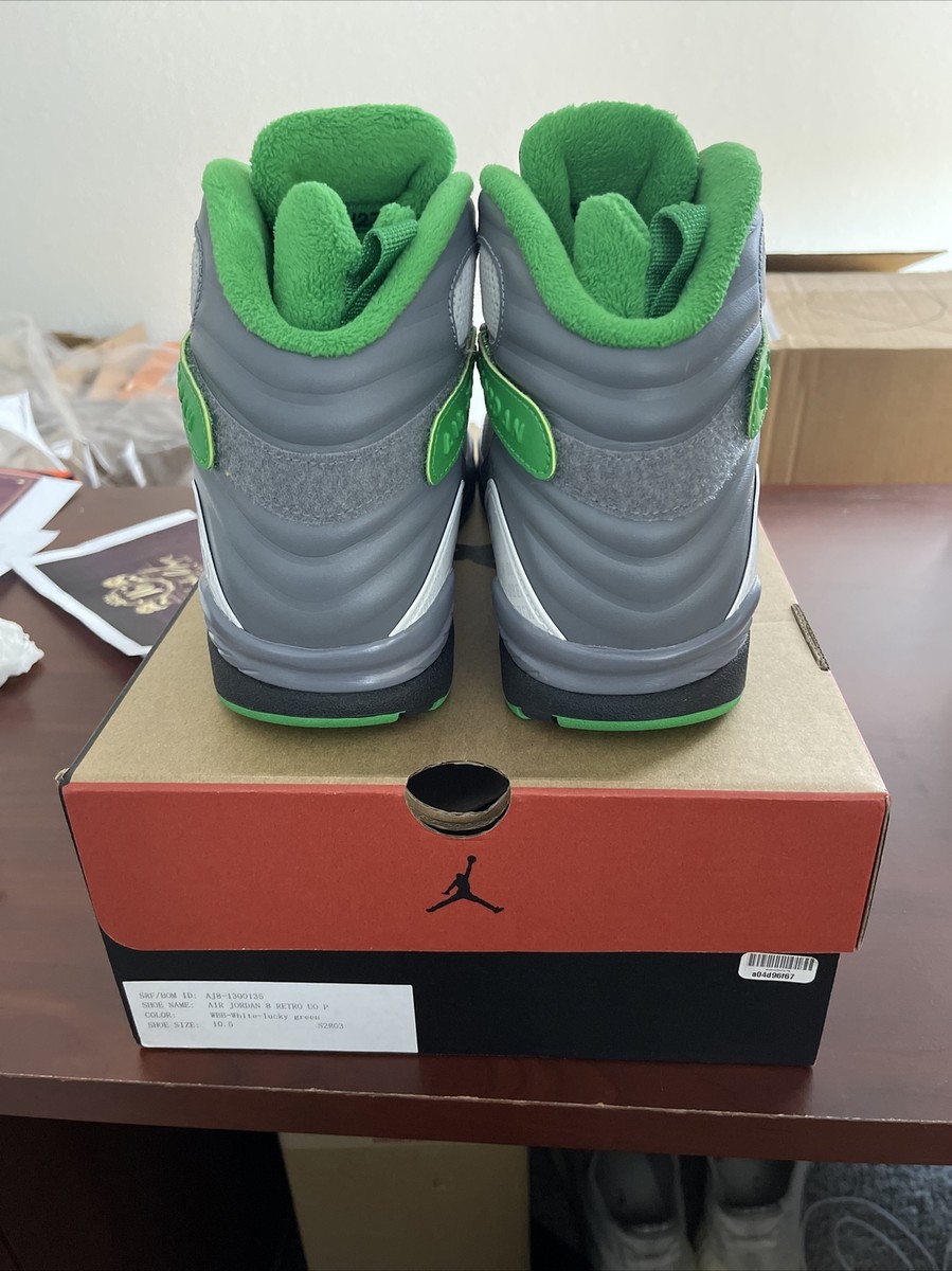 Size 10.5 - Jordan 8 PE University Of Oregon - White-Lucky Green