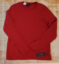 Tommy Hilfiger Sweater Mens Small Solid Red Color Crew Neck Pullover NWT