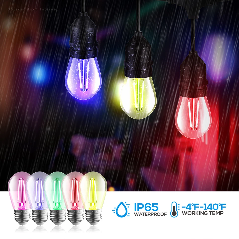 15-Pack S14 Colored Non-Dimmable LED 1.2W Outdoor String Light Filament Bulbs - Image 4 of 4
