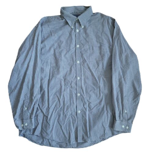 Structure Black White Mens L Dress Shirt Gingham Check Plaid Long Sleeve Vtg - Picture 2 of 11
