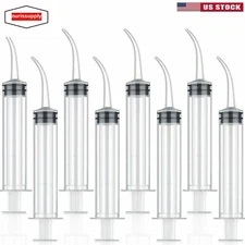 8 Pack 12cc Curved Dental Medical Craft Pet Feeding Irrigation Syringe